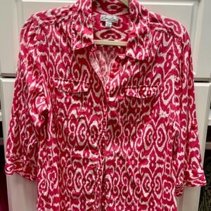 Kim Rogers Bright Pink Collared Top with Pockets